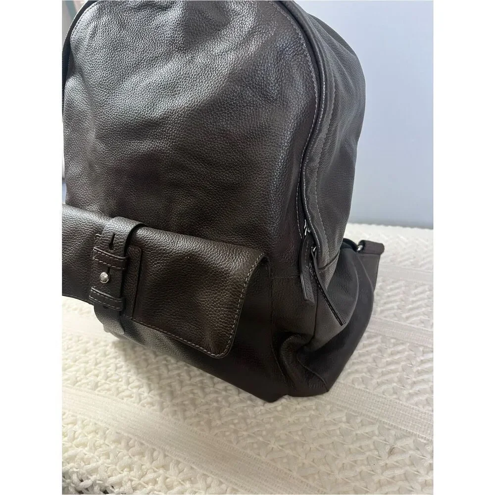 Cole Haan Brown Genuine Pebbled Leather Minimalist Travel Backpack CHDM11031